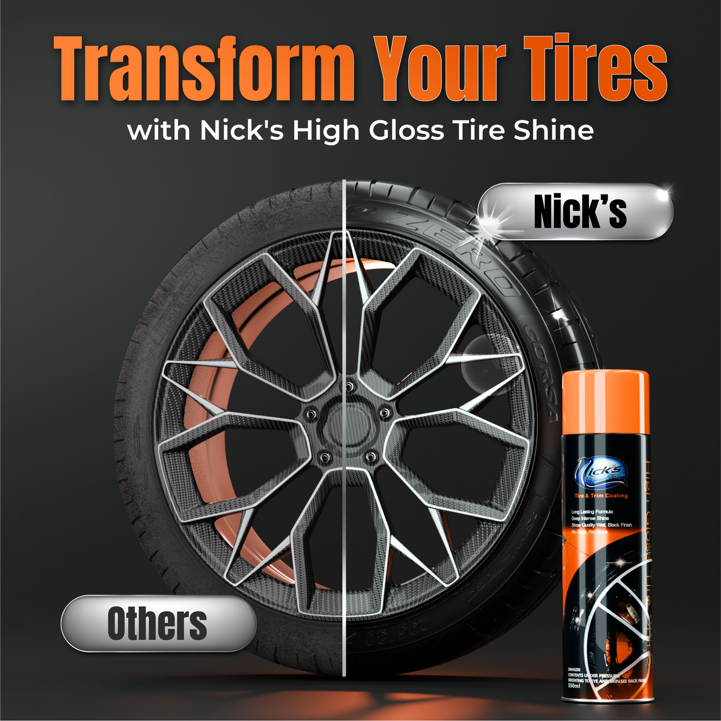 Nicks Tire Shine & Plastic Treatment - Case of 12