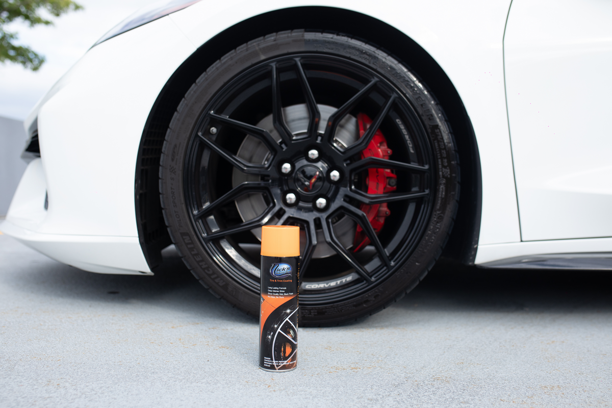 Tire before and after tire shine application